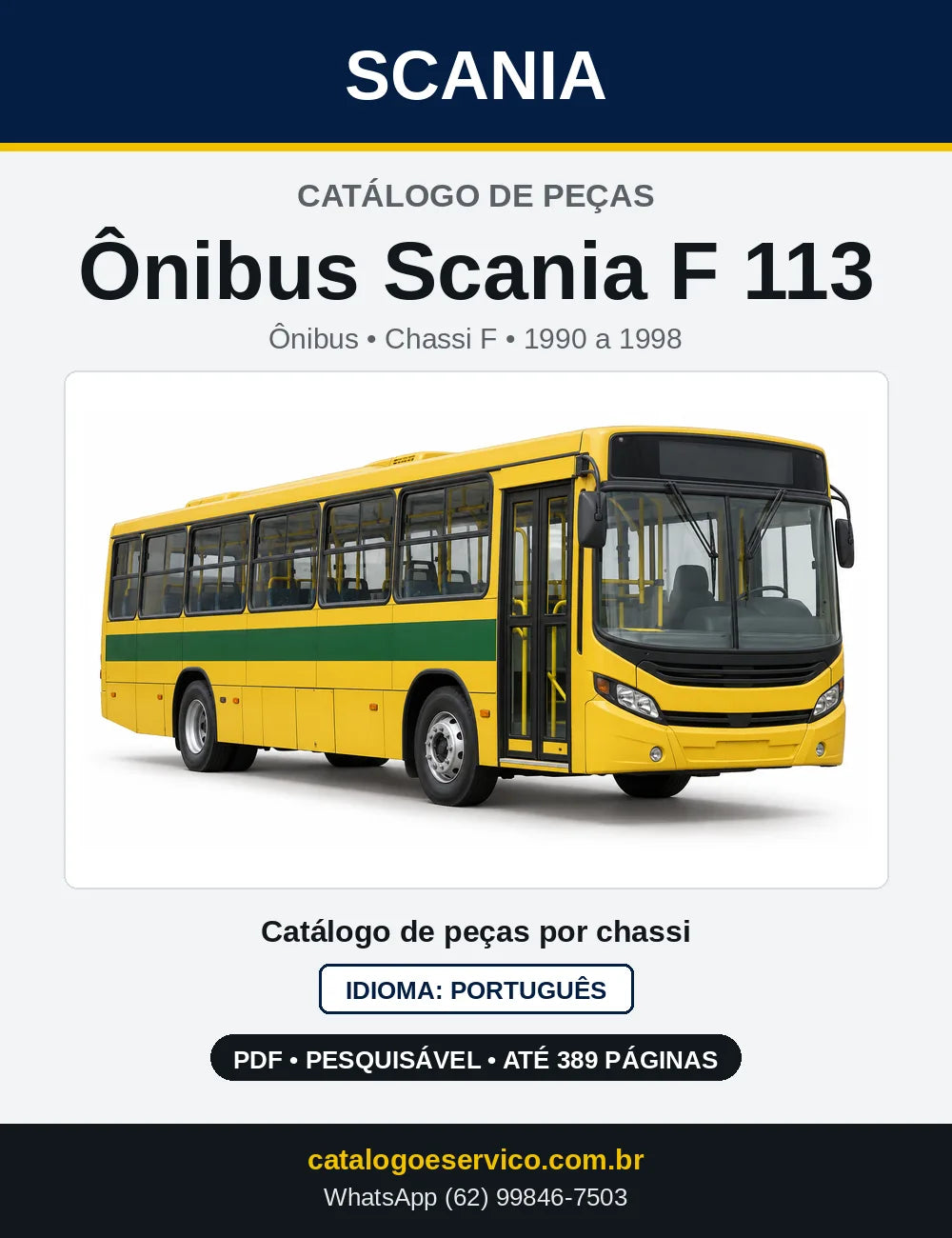 Capa do Catálogo de Peças Ônibus Scania F 113 em PDF