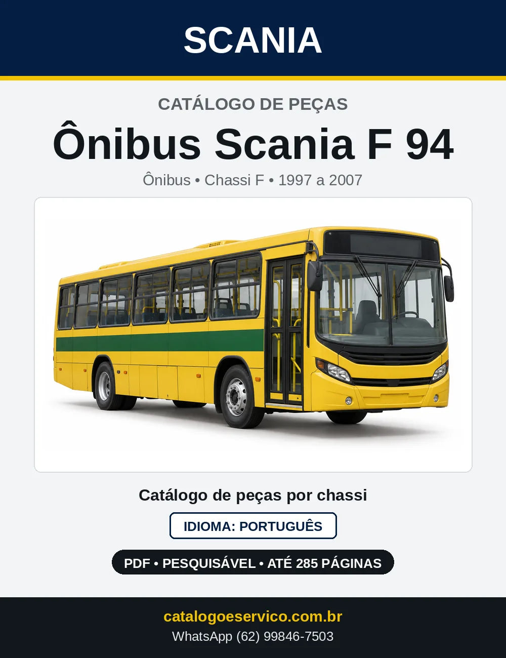 Capa do Catálogo de Peças Ônibus Scania F 94 em PDF