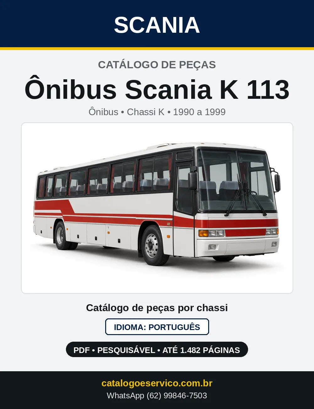 Capa do Catálogo de Peças Ônibus Scania K 113 em PDF