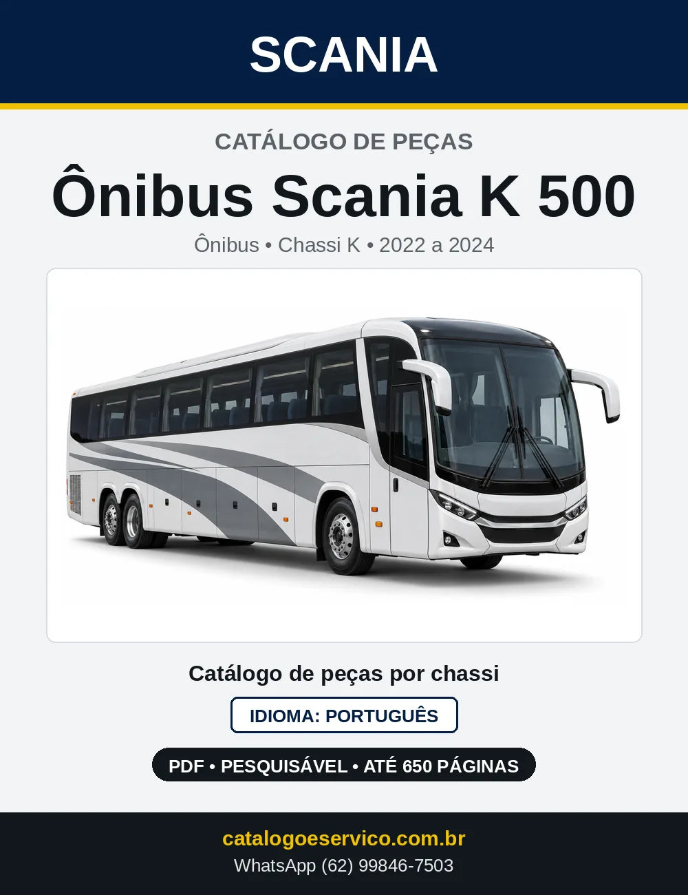 Capa do Catálogo de Peças Ônibus Scania K 500 em PDF