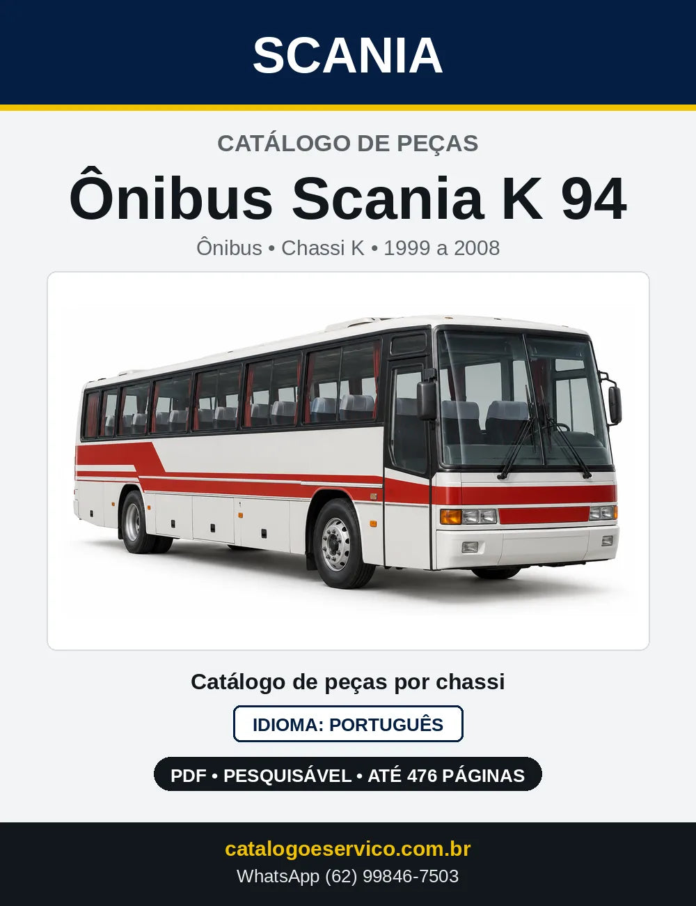 Capa do Catálogo de Peças Ônibus Scania K 94 em PDF