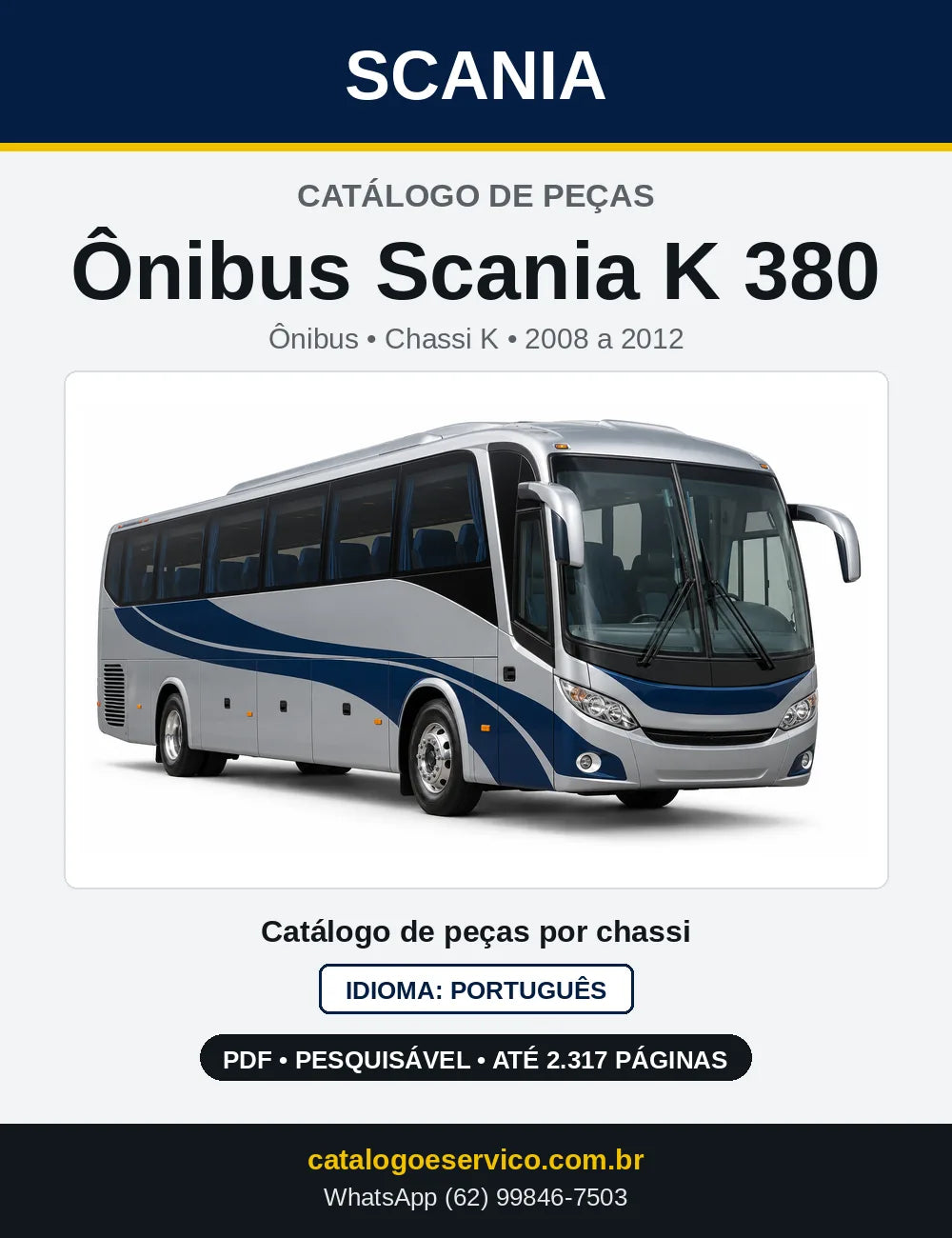 Capa do Catálogo de Peças Ônibus Scania K 380 em PDF