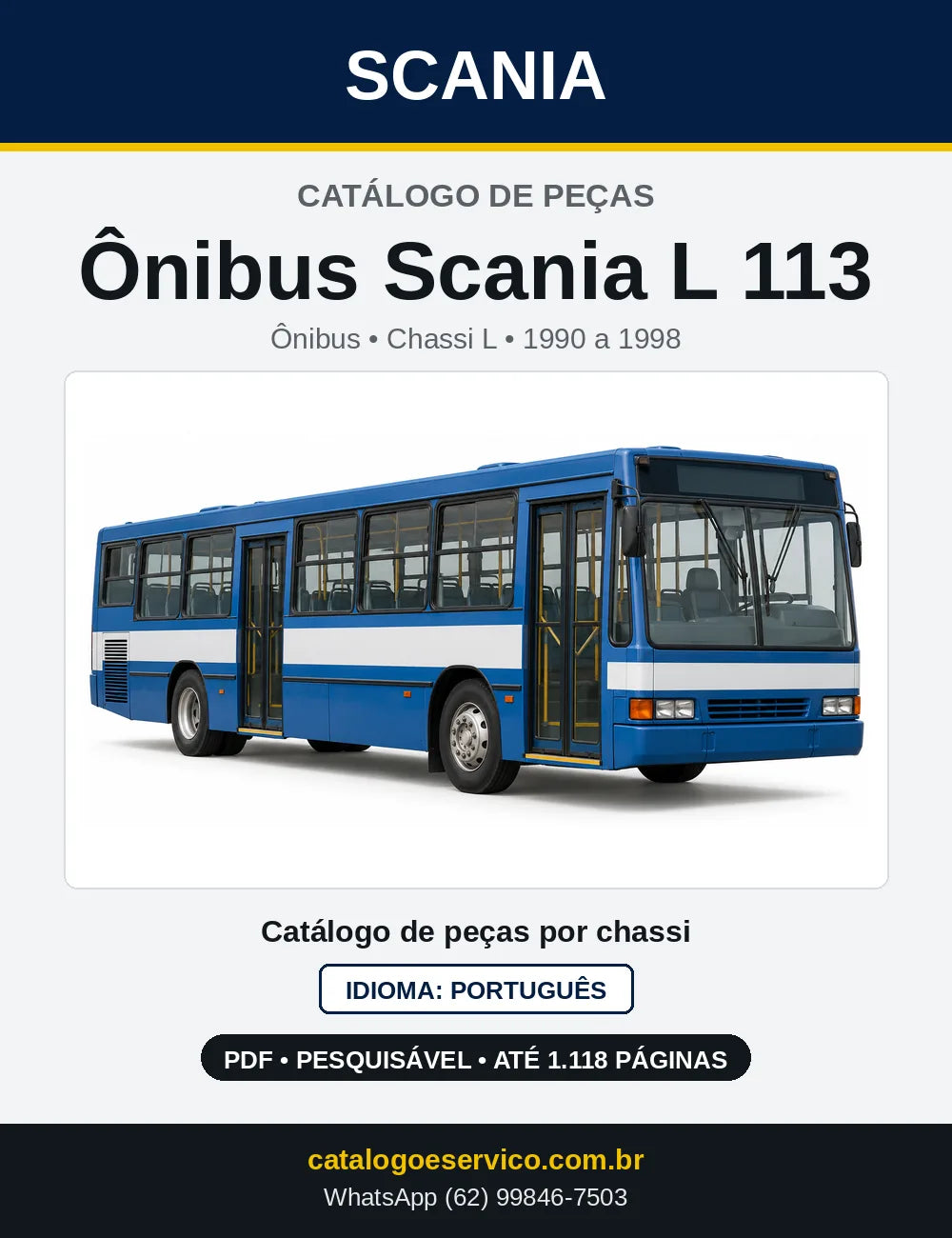 Capa do Catálogo de Peças Ônibus Scania L 113 em PDF