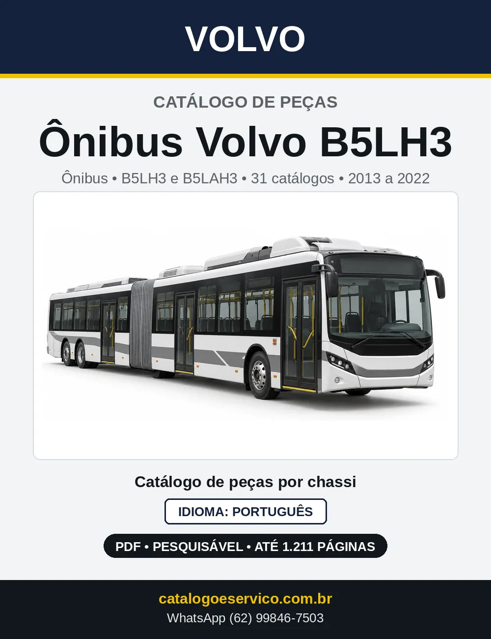 Capa do Catálogo de Peças Ônibus Volvo B5LH3 e B5LAH3 em PDF