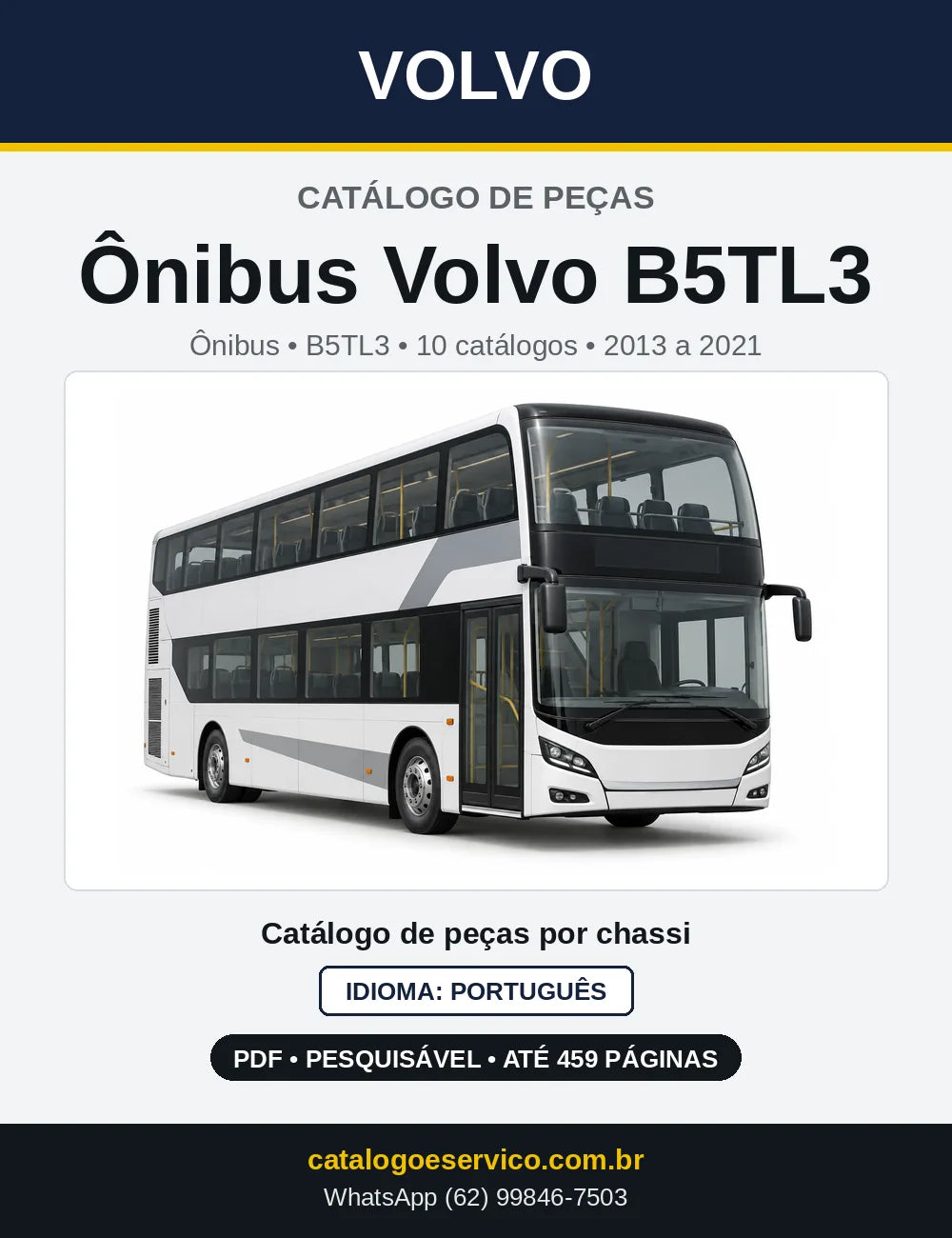 Capa do Catálogo de Peças Ônibus Volvo B5TL3 em PDF
