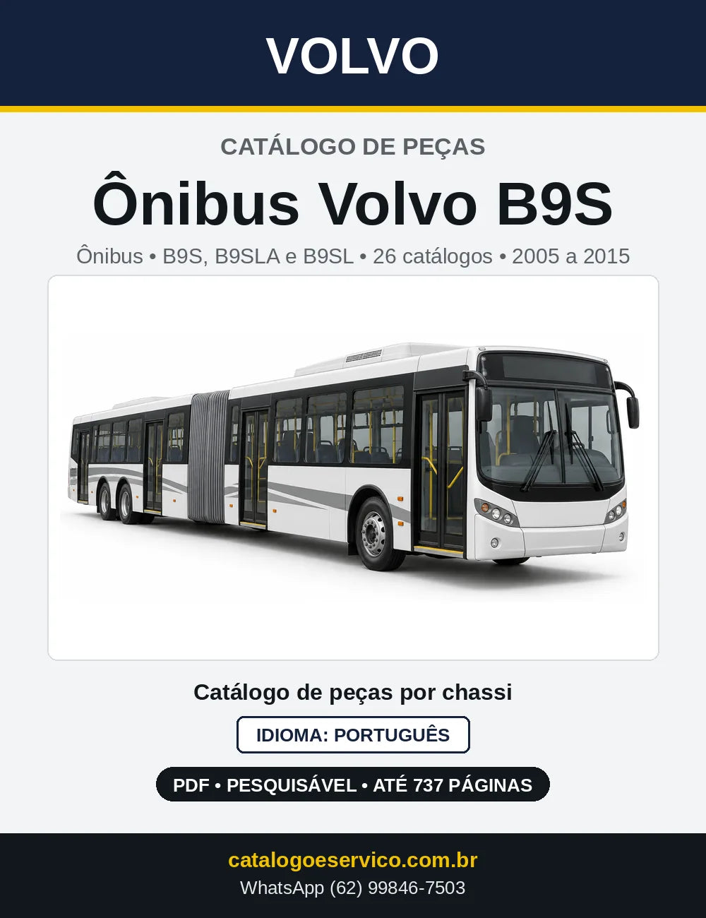 Capa do Catálogo de Peças Ônibus Volvo B9S, B9SLA e B9SL em PDF