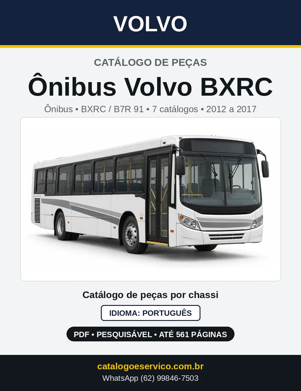 Capa do Catálogo de Peças Ônibus Volvo BXRC / B7R 91 em PDF