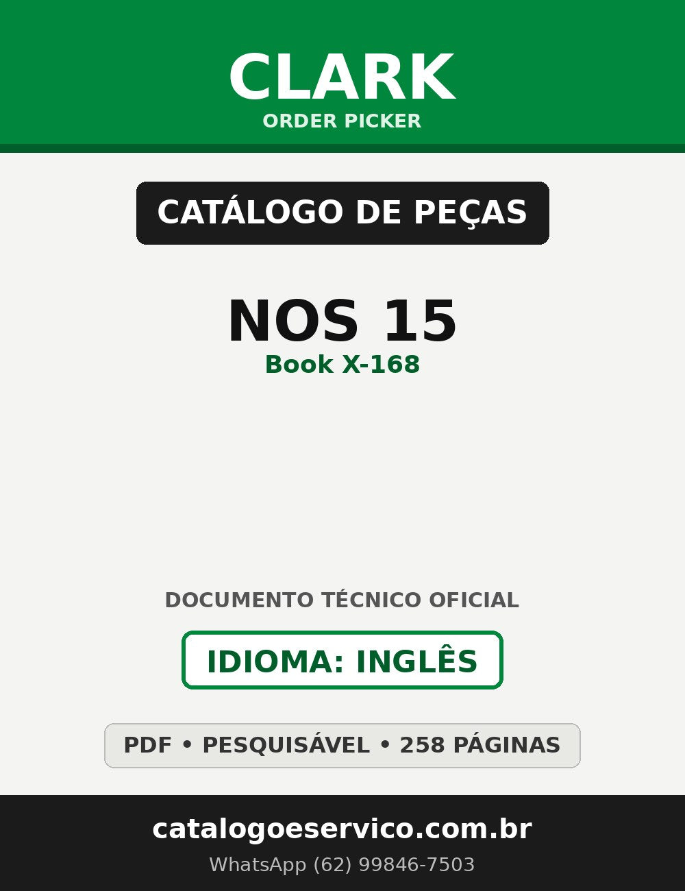 Catálogo de Peças Order Picker Clark NOS 15 (Book X-168)