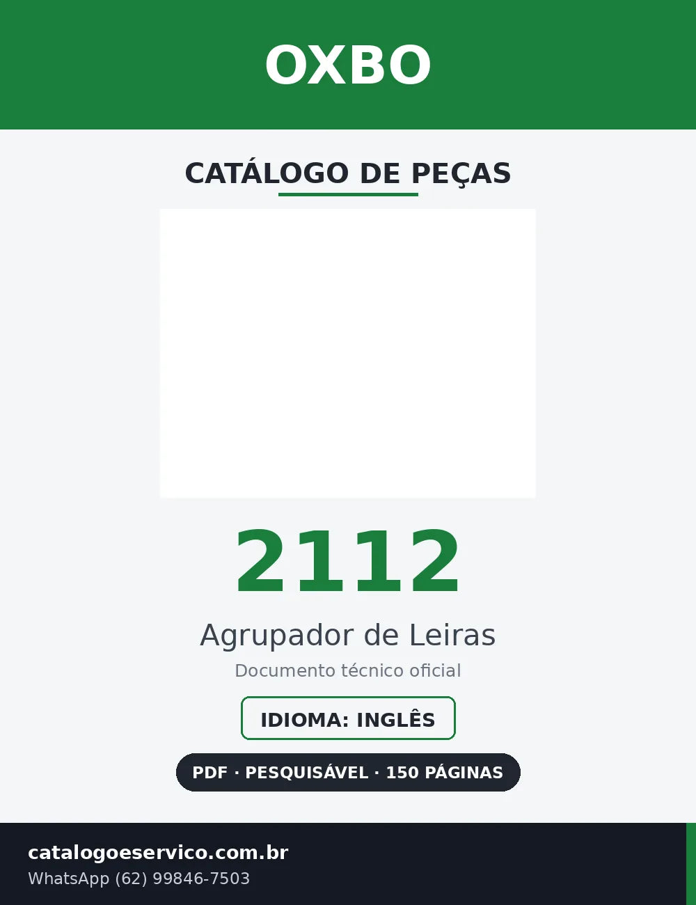 Capa Catálogo de Peças Oxbo 2112 Agrupador de Leiras