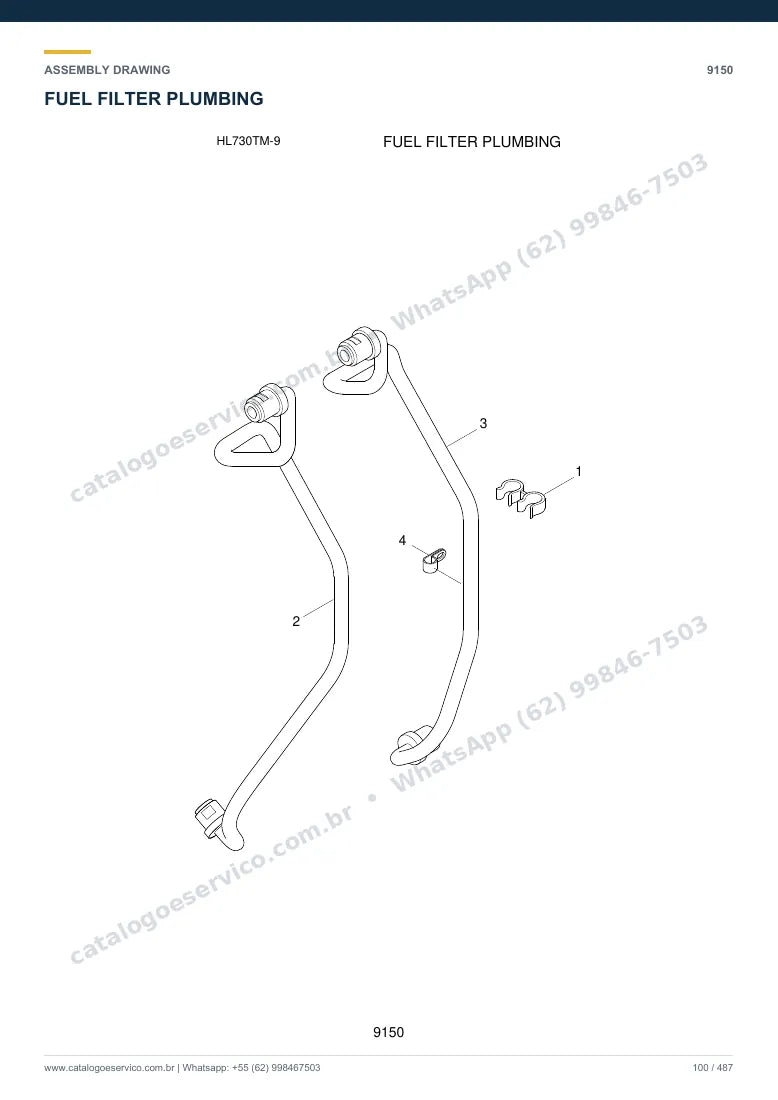 Catálogo de peças Hyundai HL730TM-9: desenho de montagem — combustível e injeção