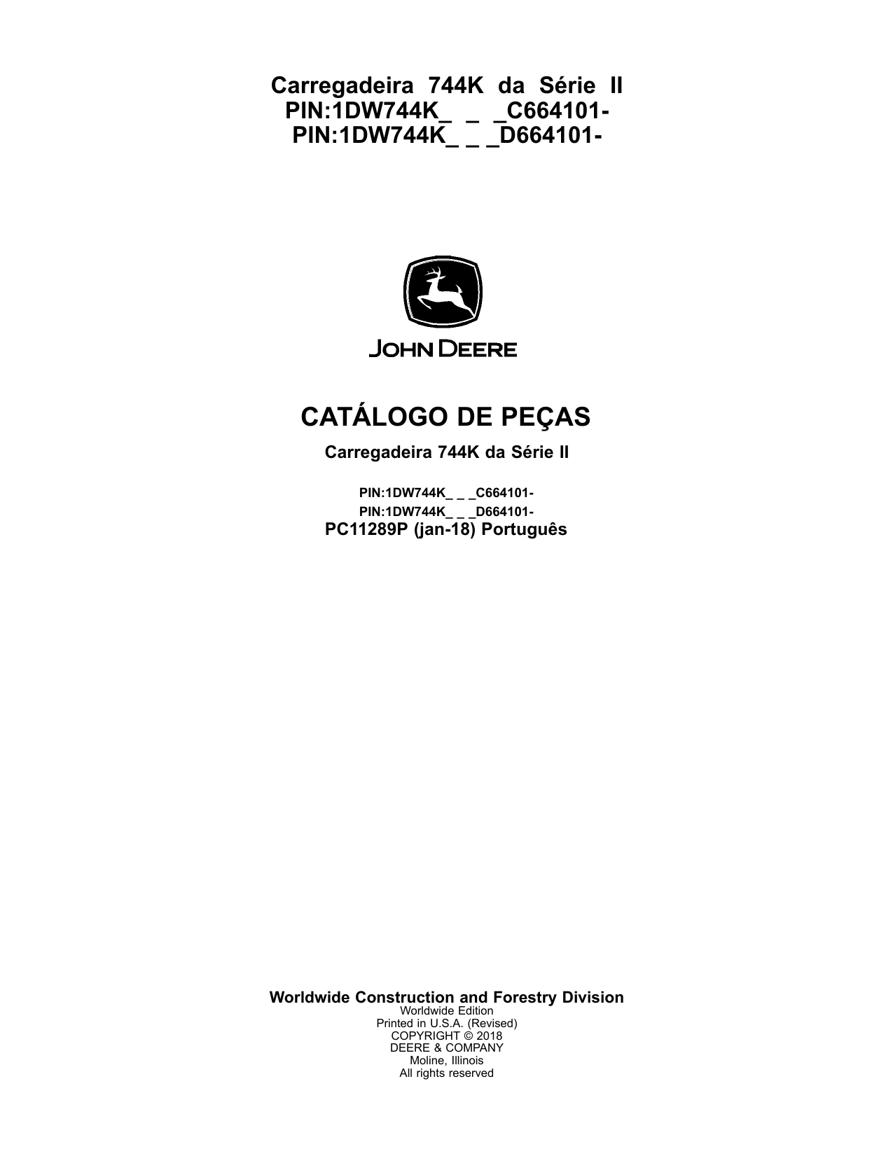 Catálogo de Peças Pá Carregadeira John Deere 744K-II/744K