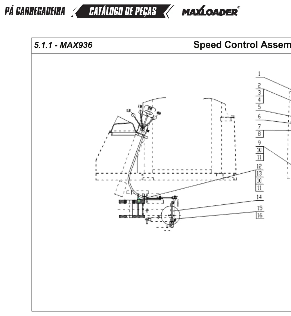Página interna do Catálogo de Peças Maxloader MAX 936 — Pá carregadeira