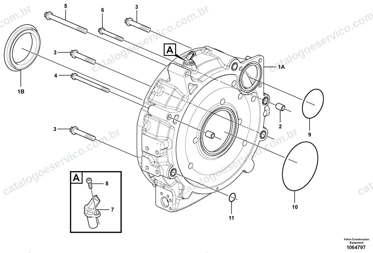 Vista explodida – motor – Catálogo de Peças Volvo L110G