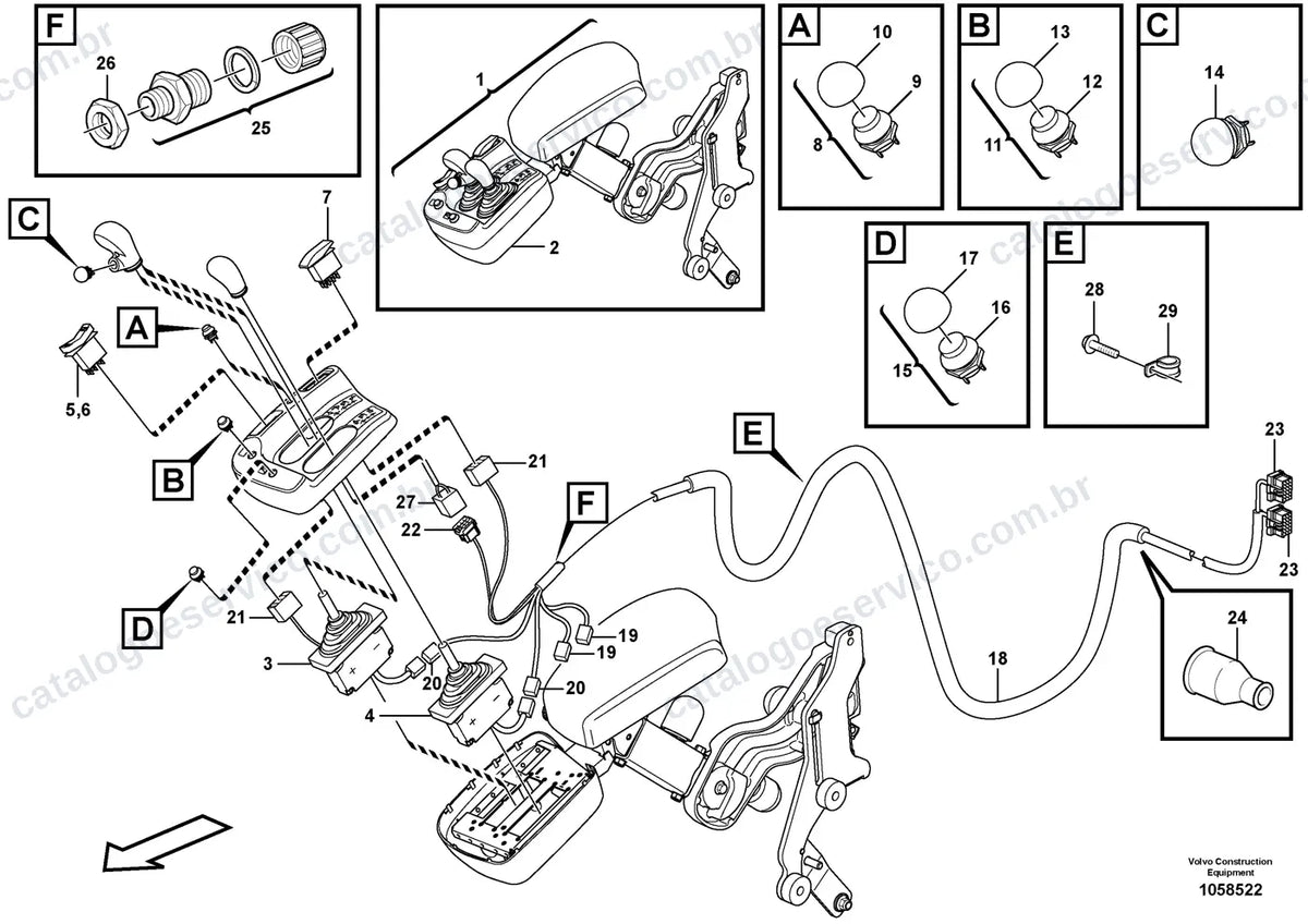 Vista explodida – sistema elétrico e eletrônico – Catálogo de Peças Volvo L110G