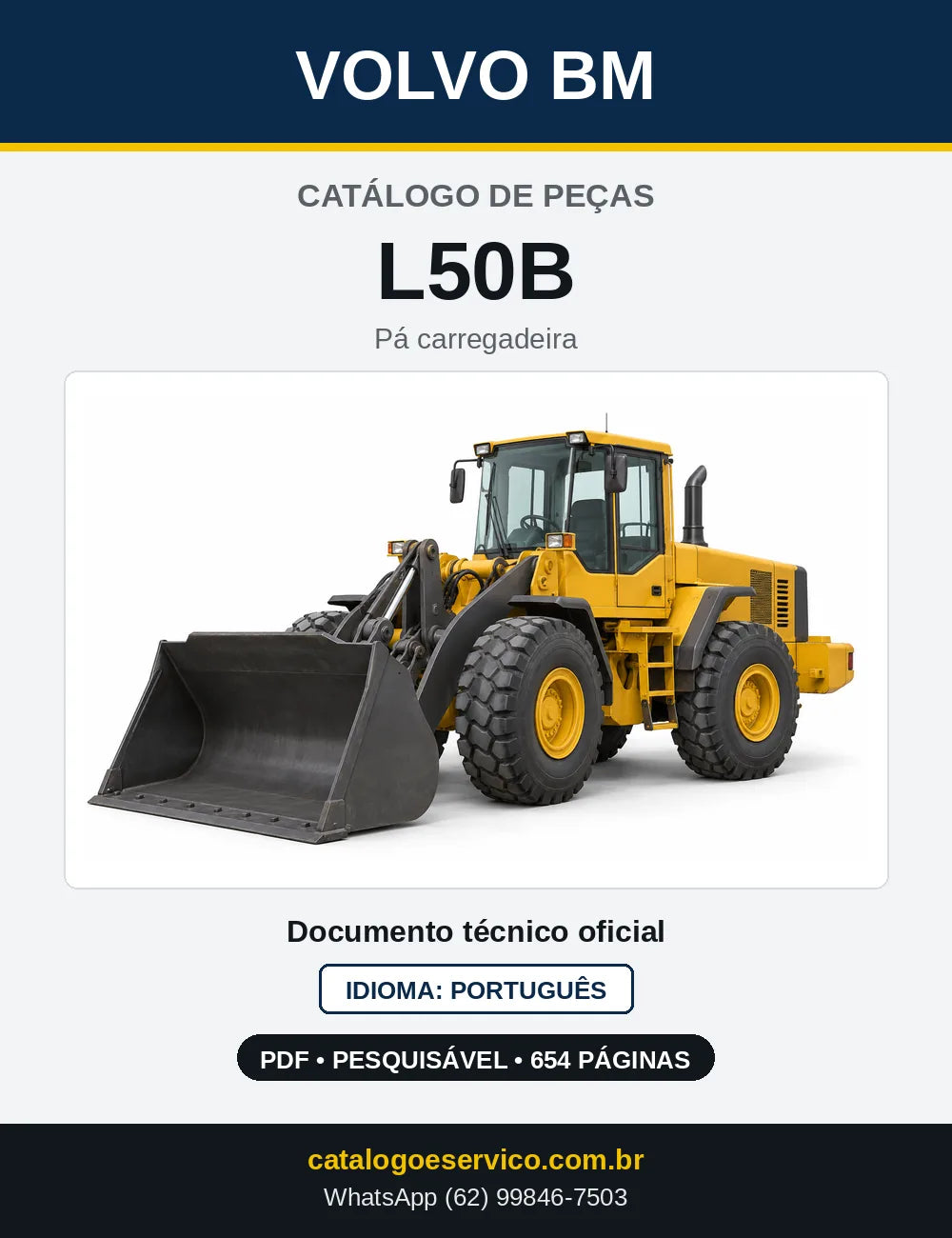 Capa do Catálogo de Peças Volvo BM L50B – pá carregadeira