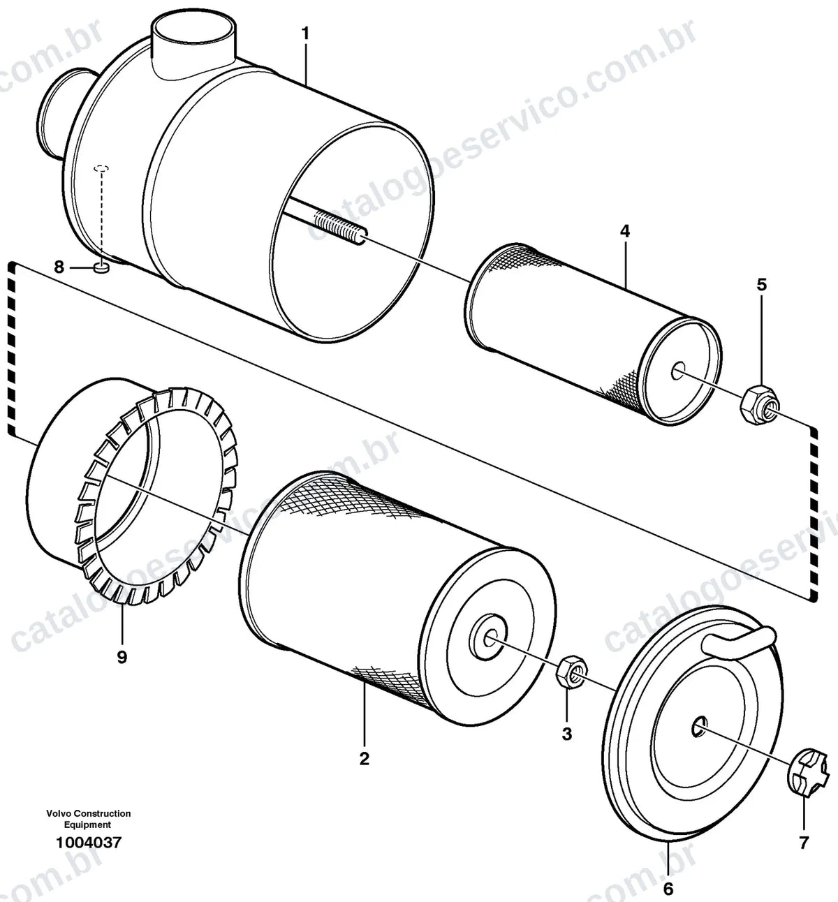 Vista explodida – motor – Catálogo de Peças Volvo L50D