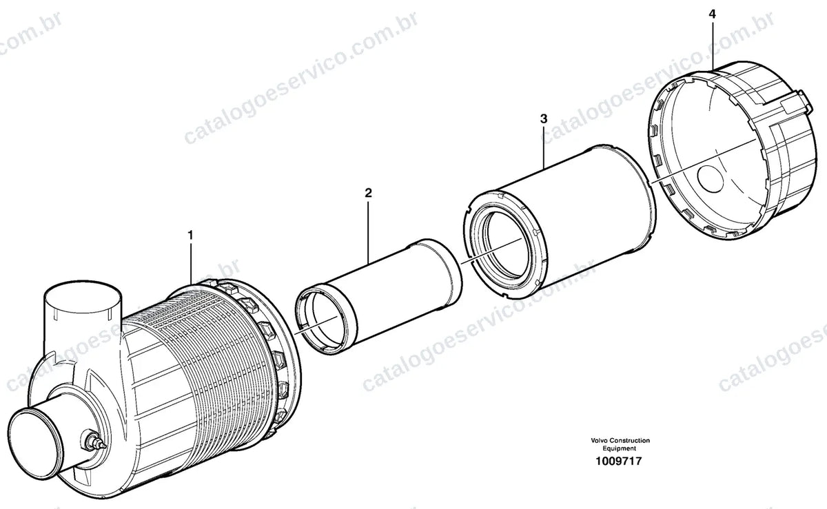 Vista explodida – motor – Catálogo de Peças Volvo L50E
