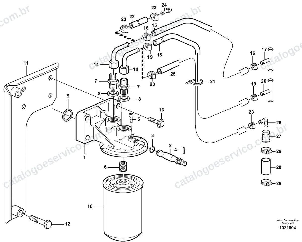 Vista explodida – motor – Catálogo de Peças Volvo L70E