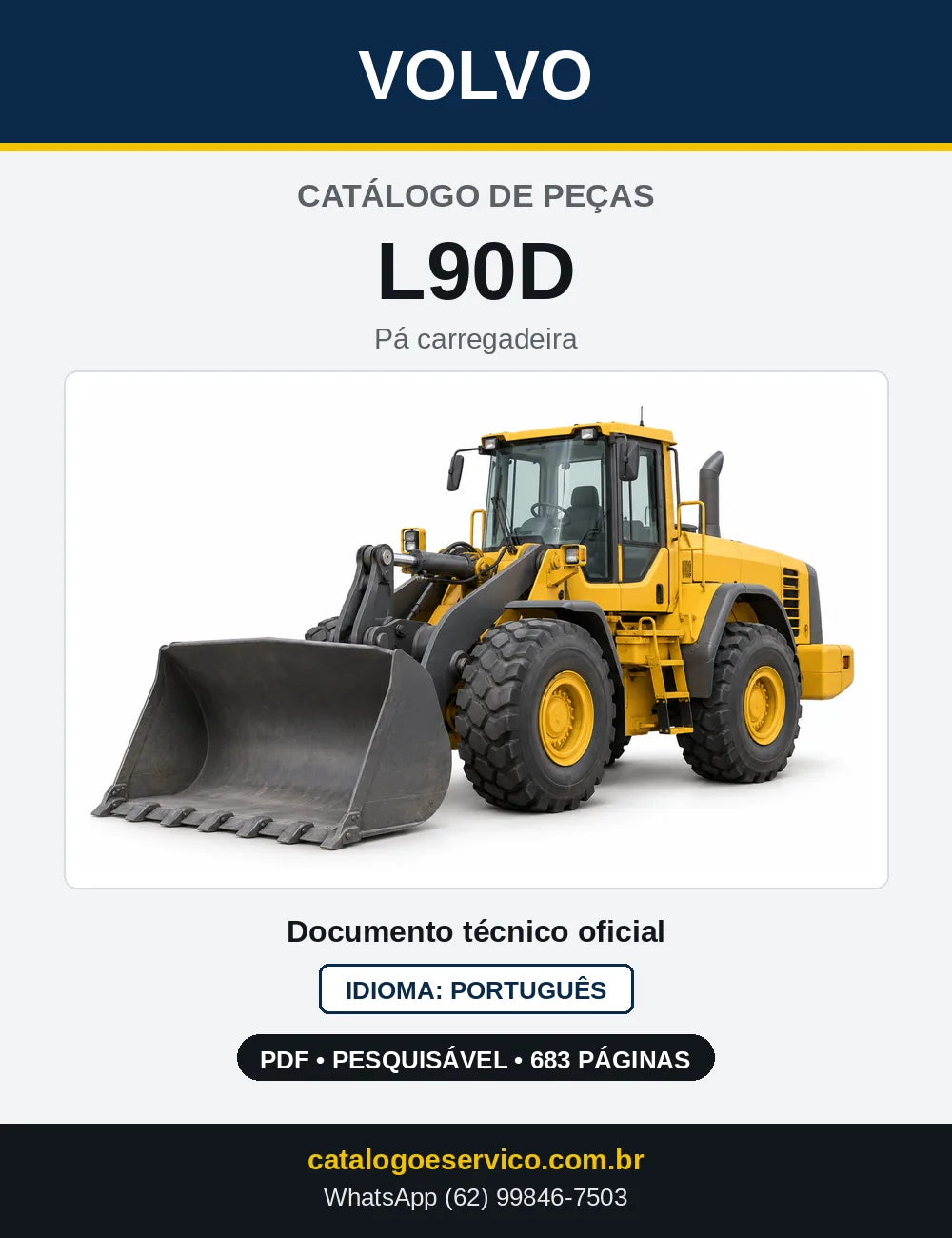 Capa do Catálogo de Peças Volvo L90D – pá carregadeira