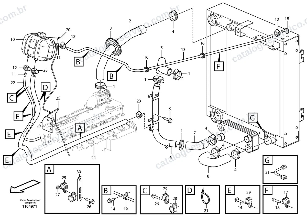 Vista explodida – motor – Catálogo de Peças Volvo L90E