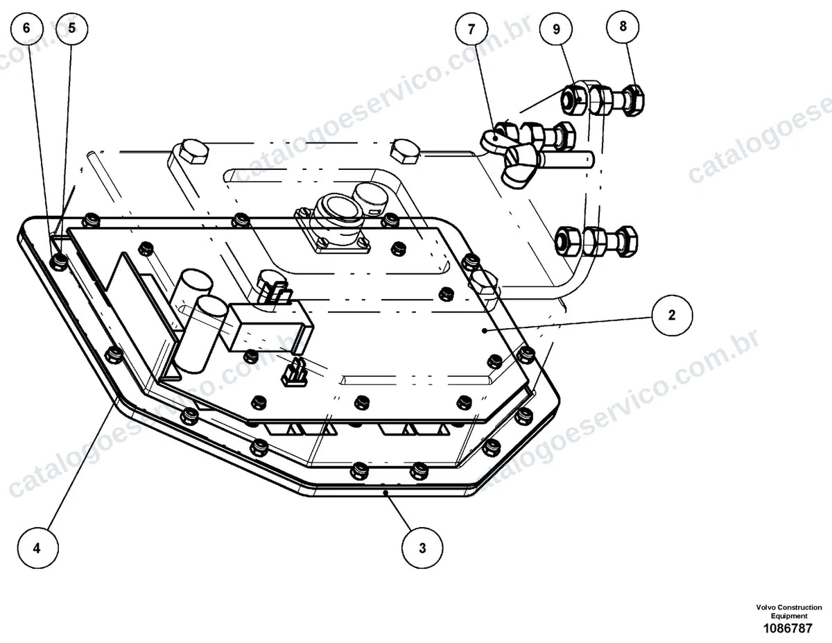 Vista explodida – cabine, carroceria e acessórios – Catálogo de Peças Volvo ABG5870