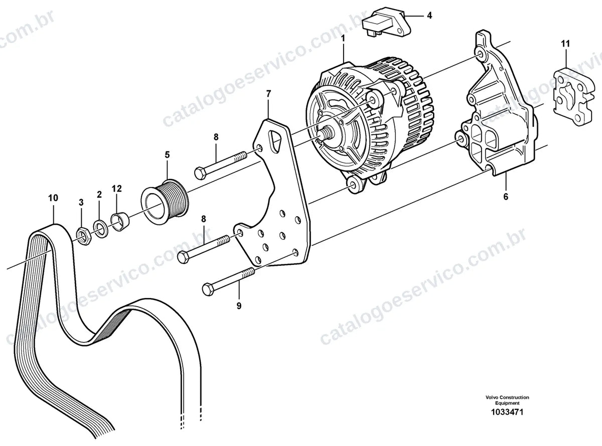 Vista explodida – sistema elétrico e eletrônico – Catálogo de Peças Volvo P4370B ABG