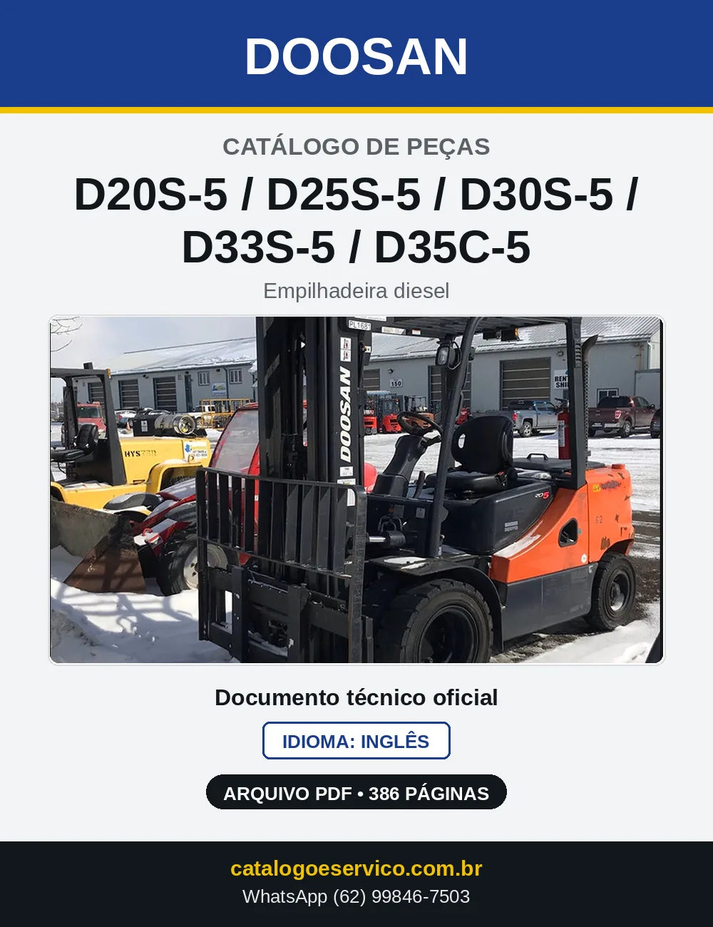 Capa do Catálogo de Peças Doosan D20S-5 / D25S-5 / D30S-5 / D33S-5 / D35C-5 em PDF