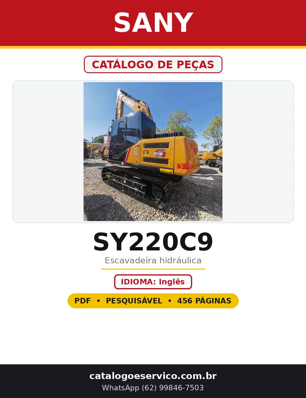 Capa do Catálogo de Peças Sany SY220C9 em PDF com 456 páginas