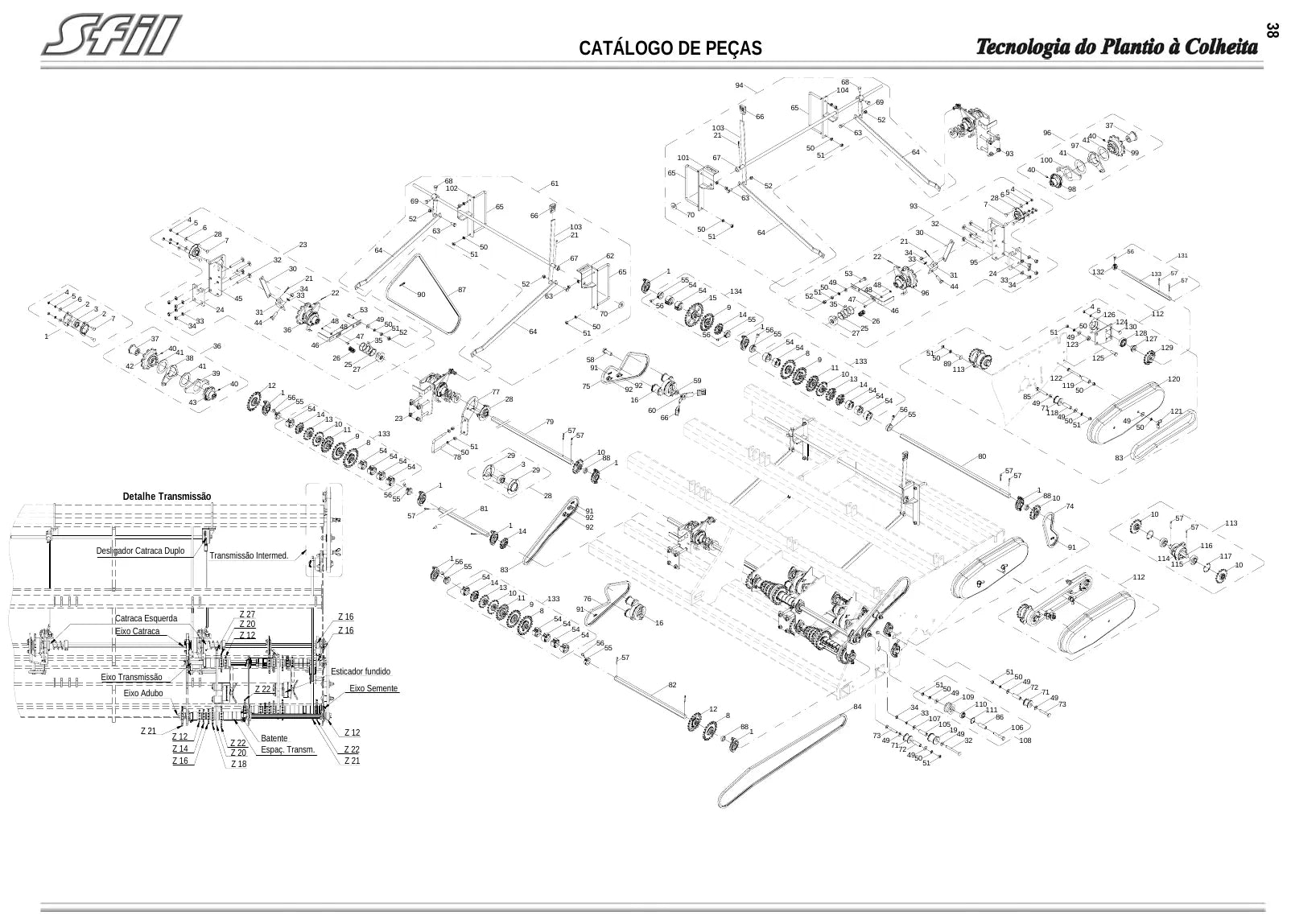 Página ilustrada do Catálogo de Peças SFIL SS HY-TECH 11/12/13000 com as posições numeradas