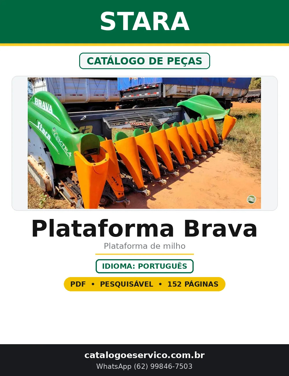 Capa do Catálogo de Peças Stara Plataforma Brava em PDF com 152 páginas