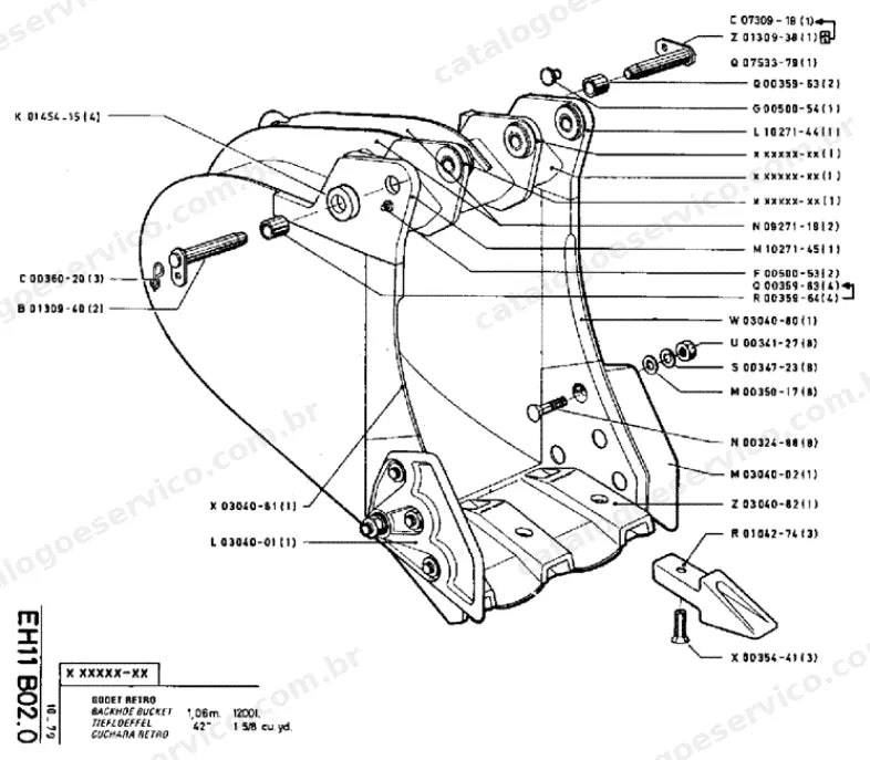 Catálogo de Peças Poclain HC300 — vista explodida de peças, imagem 4