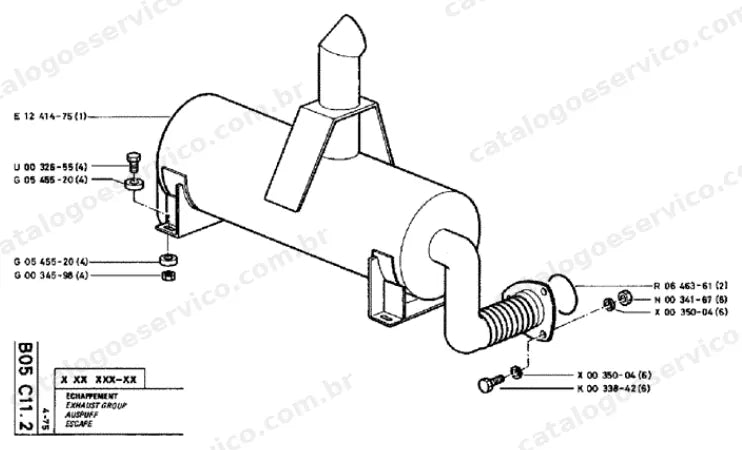 Catálogo de Peças Poclain RC200L — vista explodida de peças, imagem 1