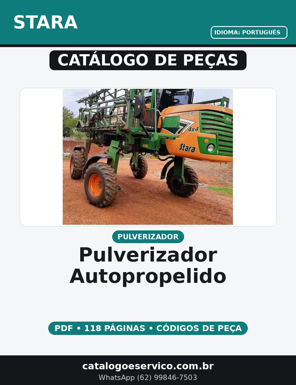 CATALOGO DE PEÇAS PULVERIZADOR AUTOPROPELIDO GLADIADOR 2300 STARA — capa do catálogo de peças
