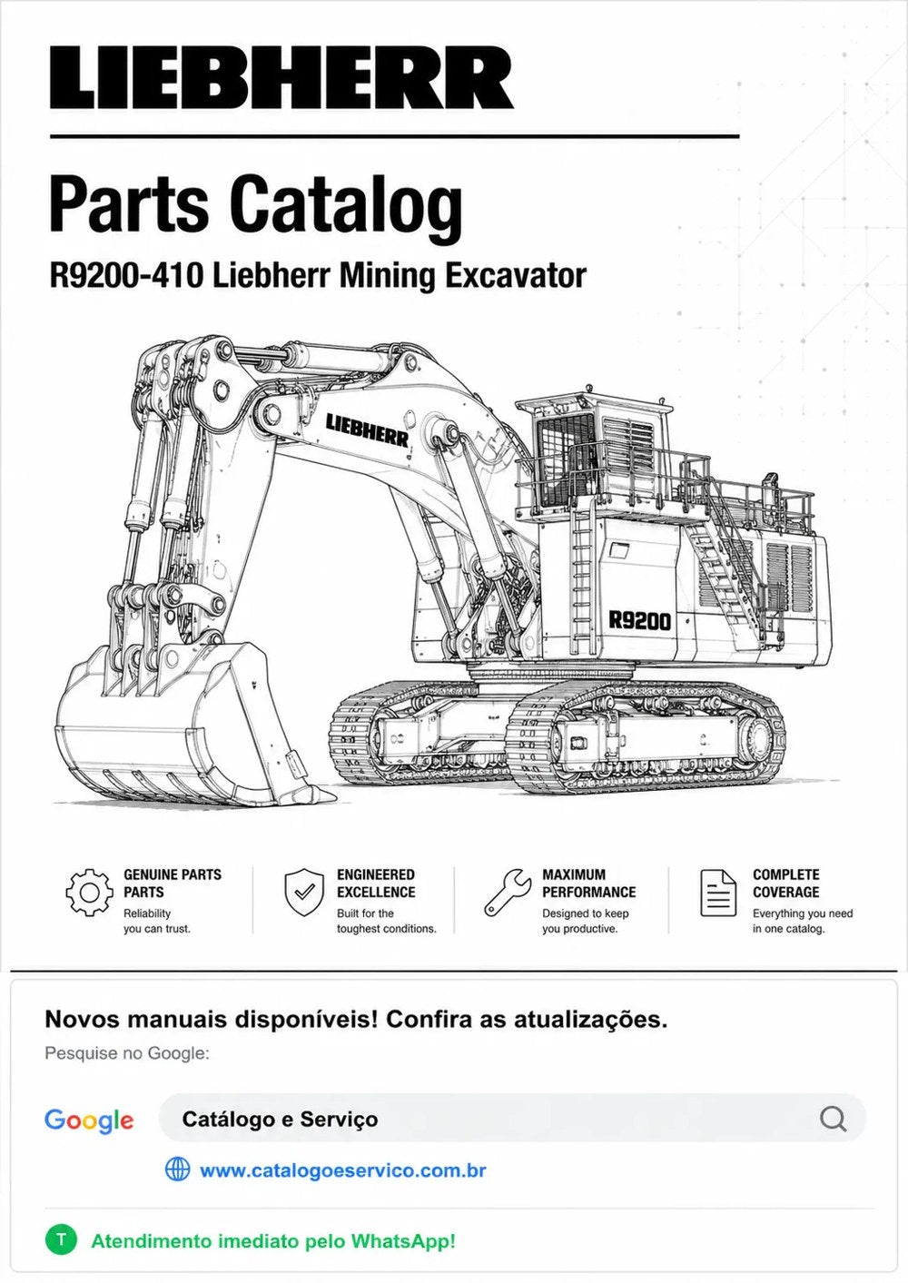 Catálogo de Peças R9200-410 Liebherr Escavadeira de Mineração