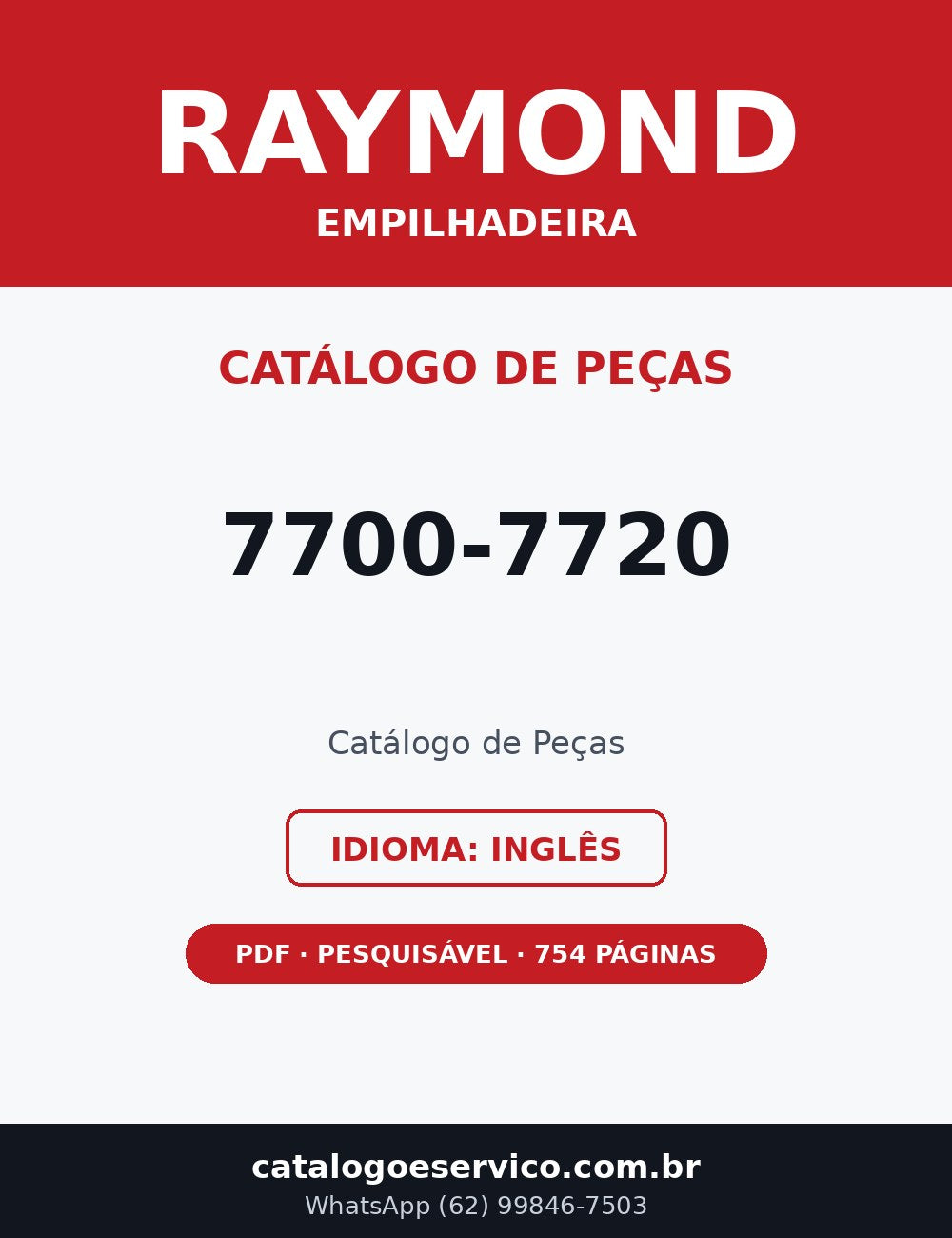 Catálogo de Peças Raymond 7700-7720 — Empilhadeira (Inglês)