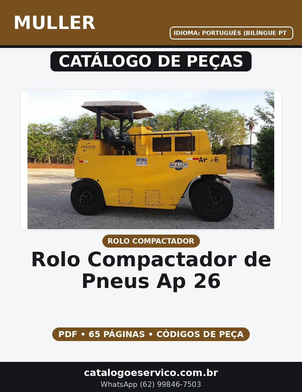 CATALOGO DE PEÇAS ROLO COMPACTADOR DE PNEUS AP 26 MULLER — capa do catálogo de peças