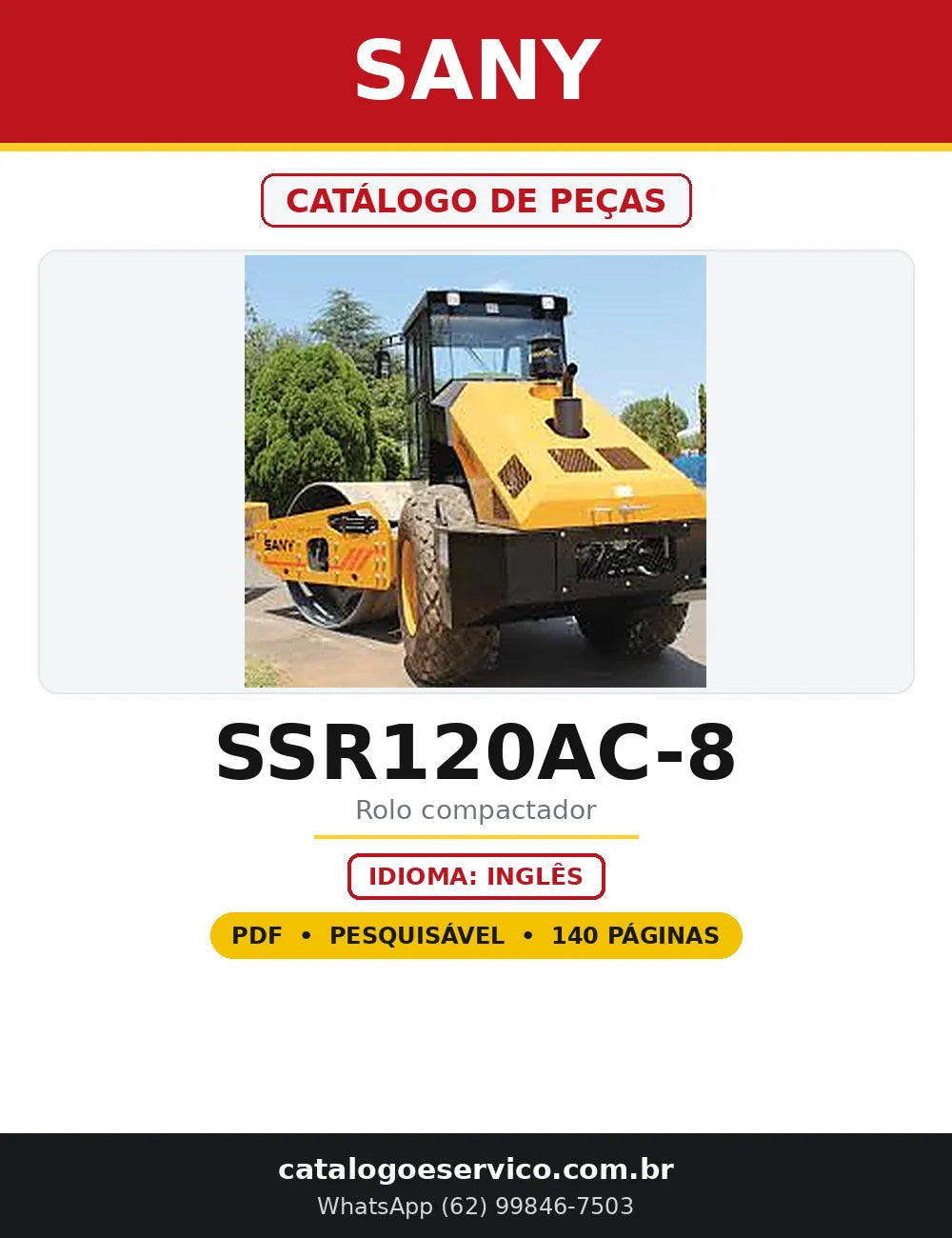 Capa do Catálogo de Peças Sany SSR120AC-8 em PDF com 140 páginas