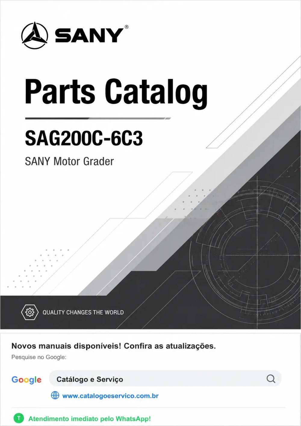 Catálogo de Peças SAG200C-6C3 Sany Motoniveladora