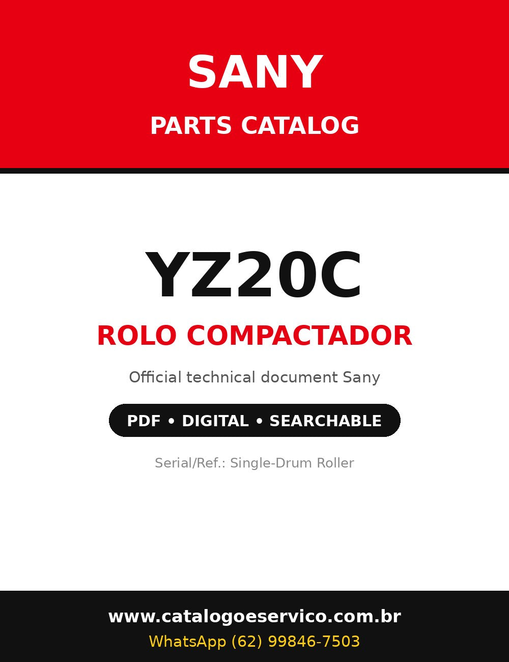 Catálogo de Peças Sany - YZ20C - Rolo Compactador (Inglês)