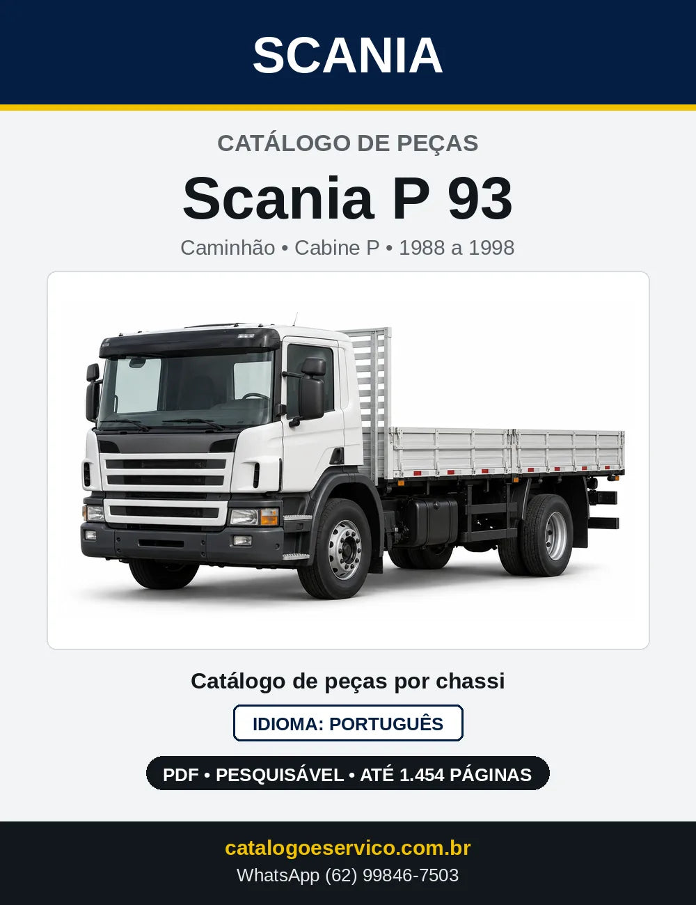 Capa do Catálogo de Peças Scania P 93 em PDF