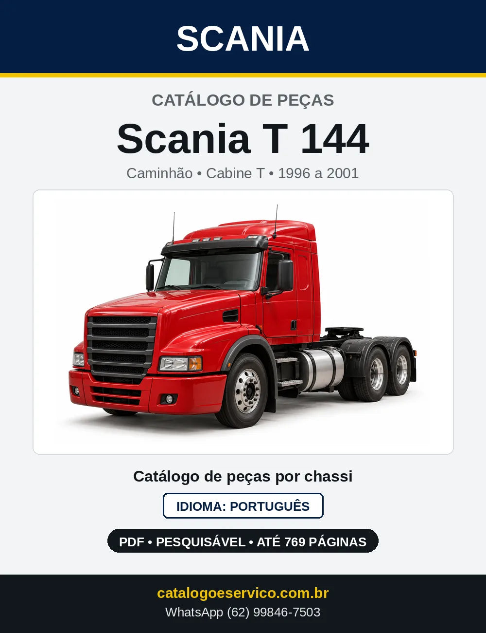 Capa do Catálogo de Peças Scania T 144 em PDF