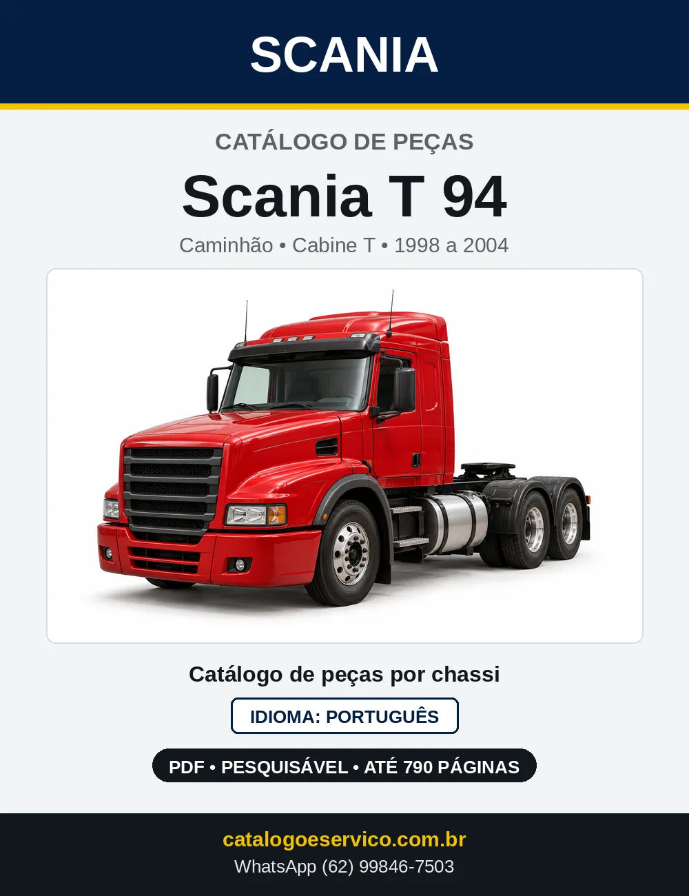 Capa do Catálogo de Peças Scania T 94 em PDF