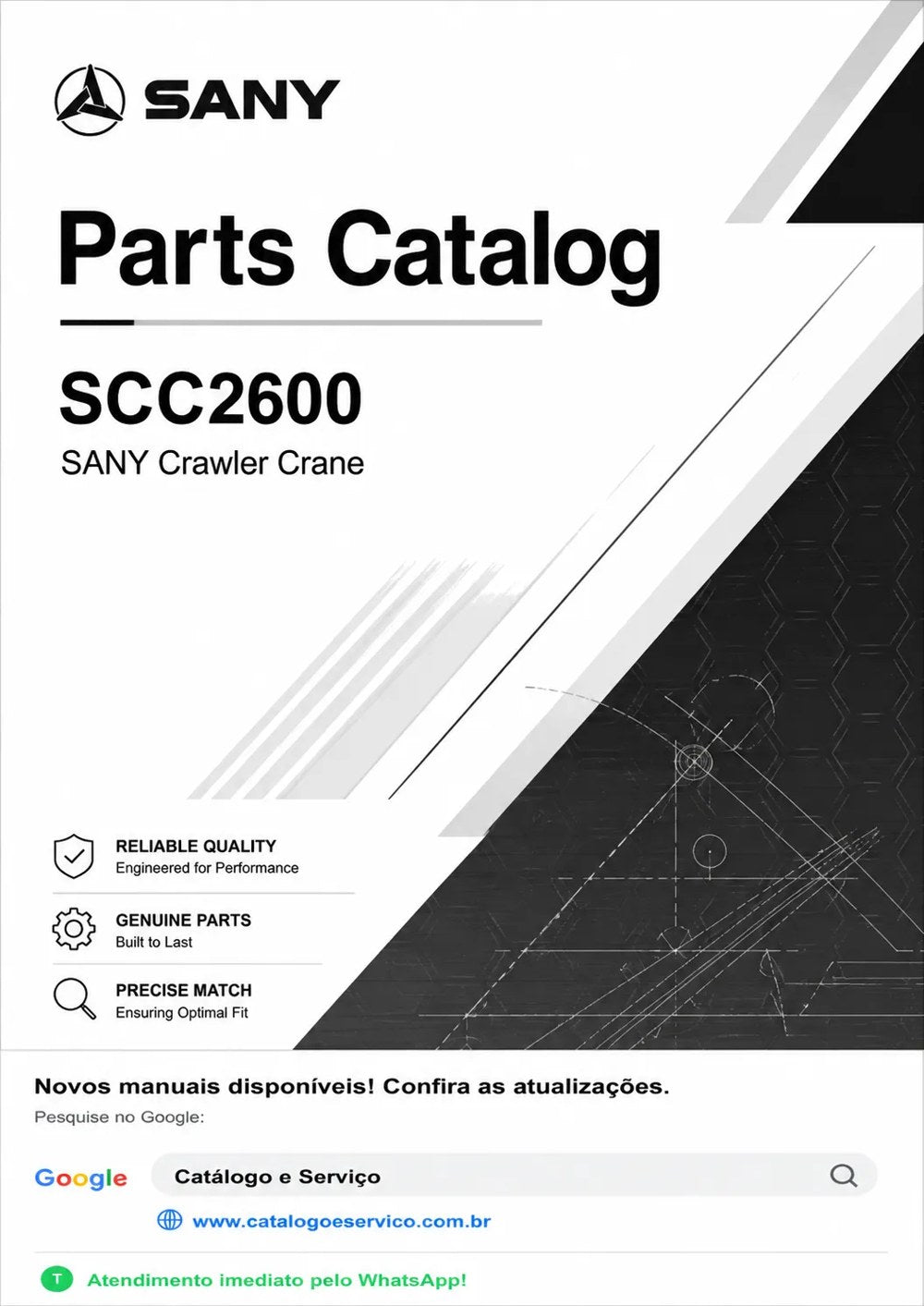 Catálogo de Peças SCC2600 Sany Guindaste de Esteiras