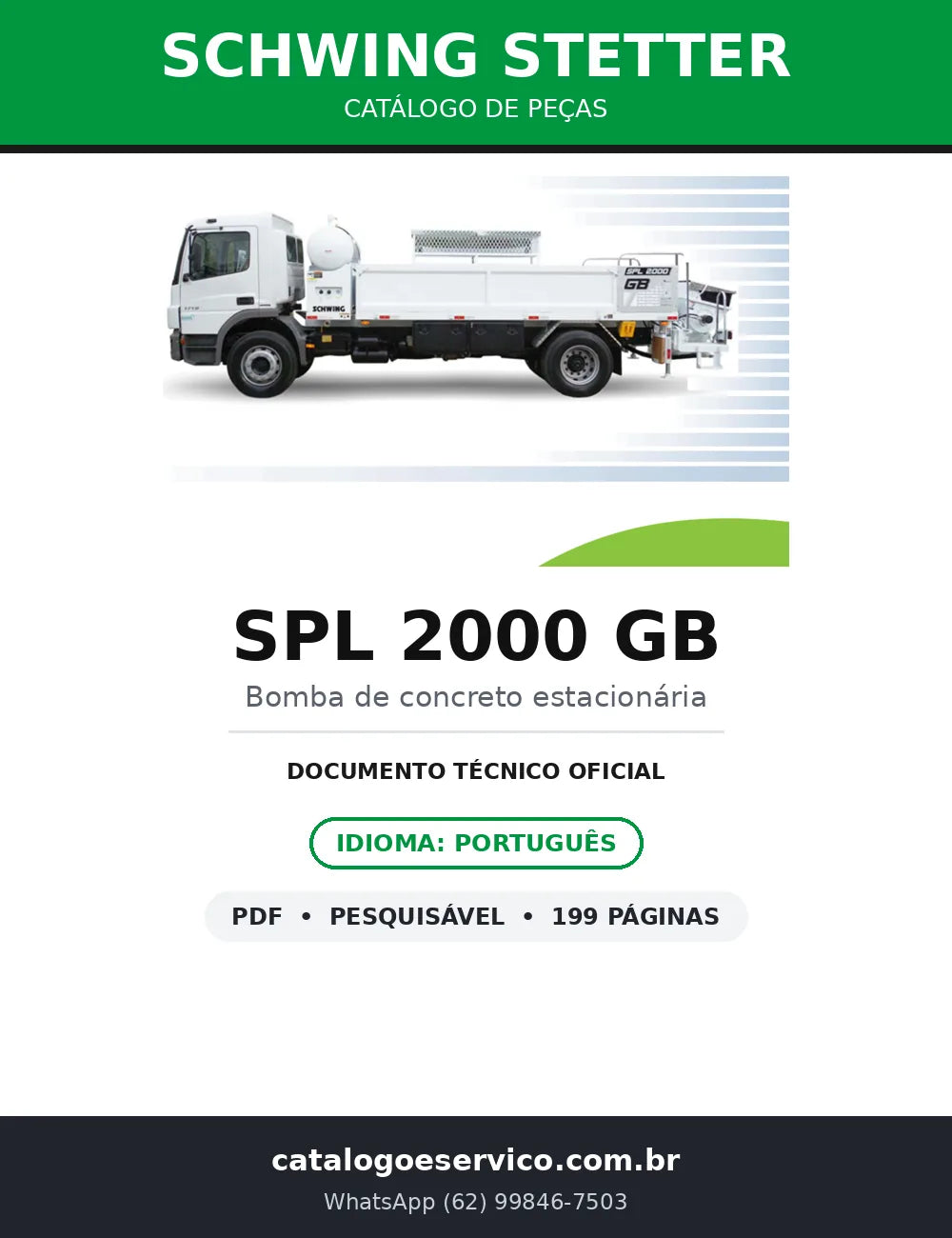 Catálogo de Peças Schwing Stetter SPL 2000 GB — Bomba de Concreto Estacionária — capa