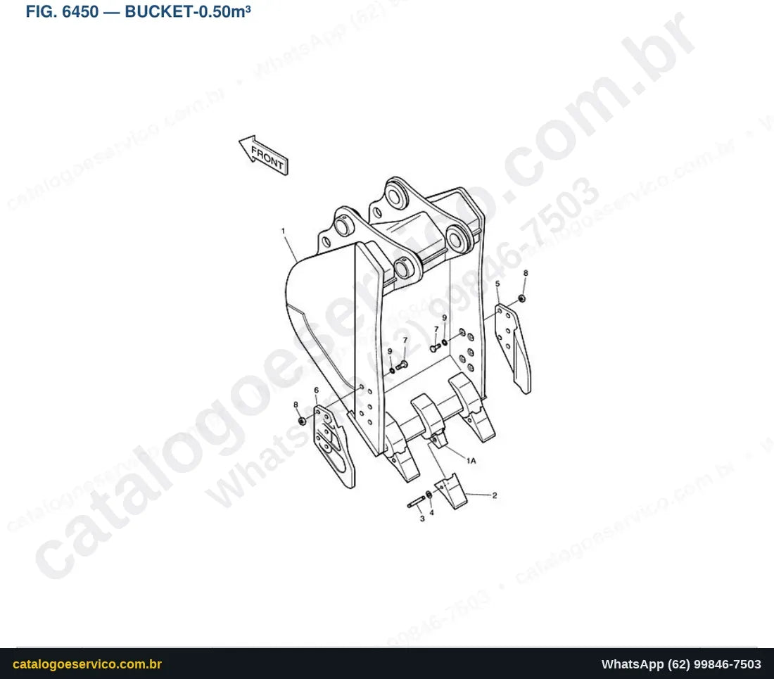 Vista explodida Bucket-0.50M³ - Catálogo de Peças Doosan Solar 225LC-V