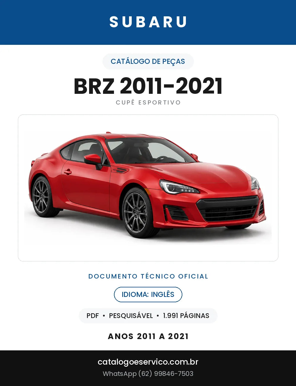Capa do Catálogo de Peças Subaru BRZ 2011-2021