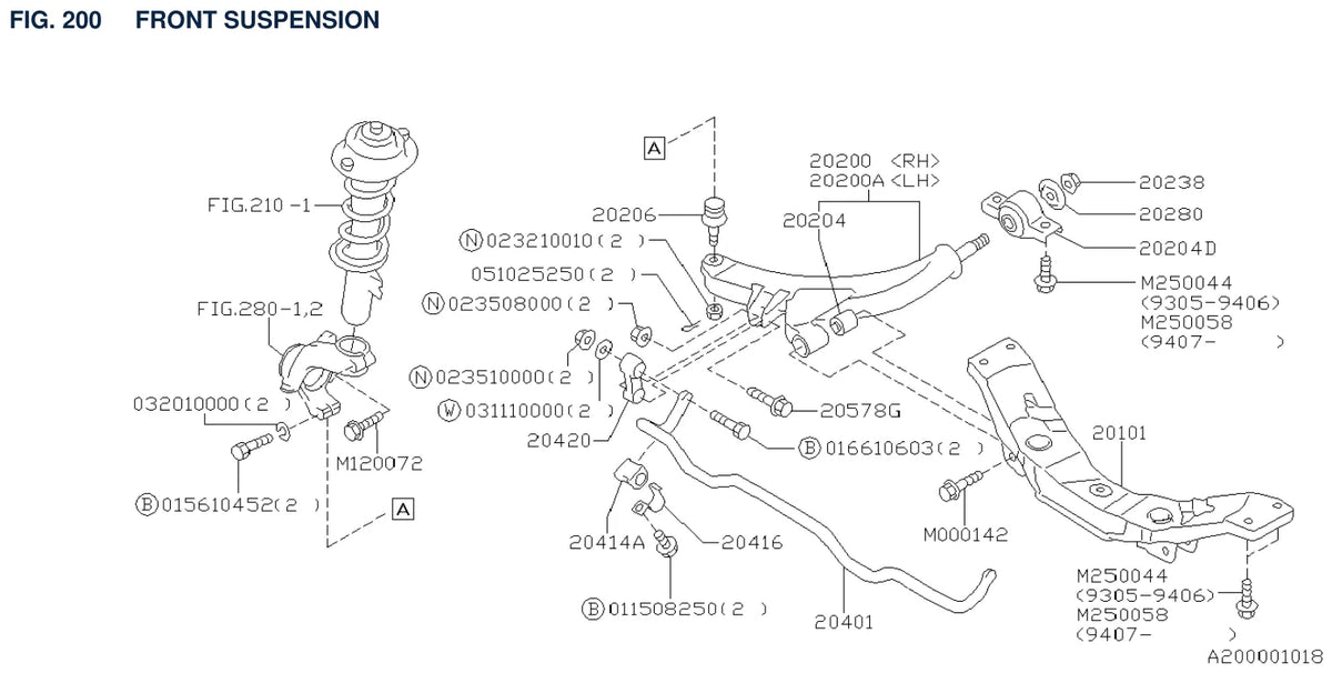 Vista explodida do Catálogo de Peças Subaru E12 1992-1998 — exemplo 4