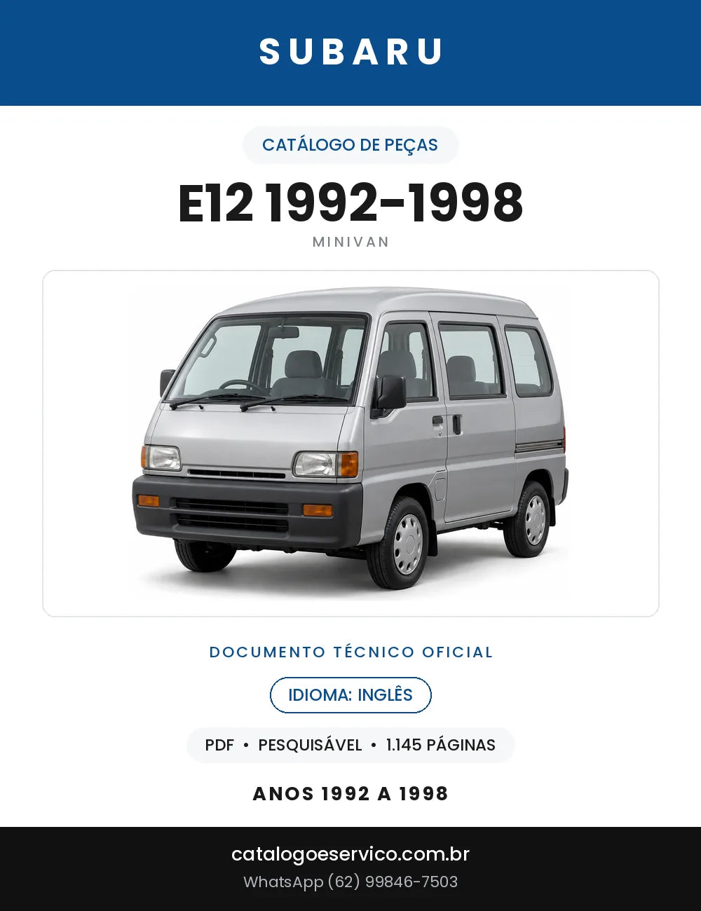 Capa do Catálogo de Peças Subaru E12 1992-1998