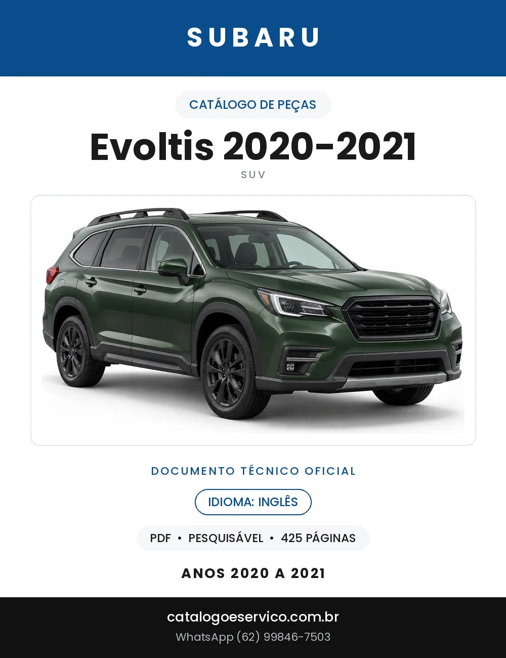 Capa do Catálogo de Peças Subaru Evoltis 2020-2021