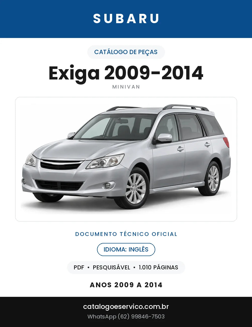 Capa do Catálogo de Peças Subaru Exiga 2009-2014